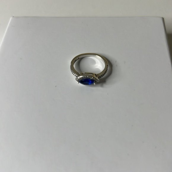 Sterling Silver Blue Stone Dainty Ring - Picture 4 of 8